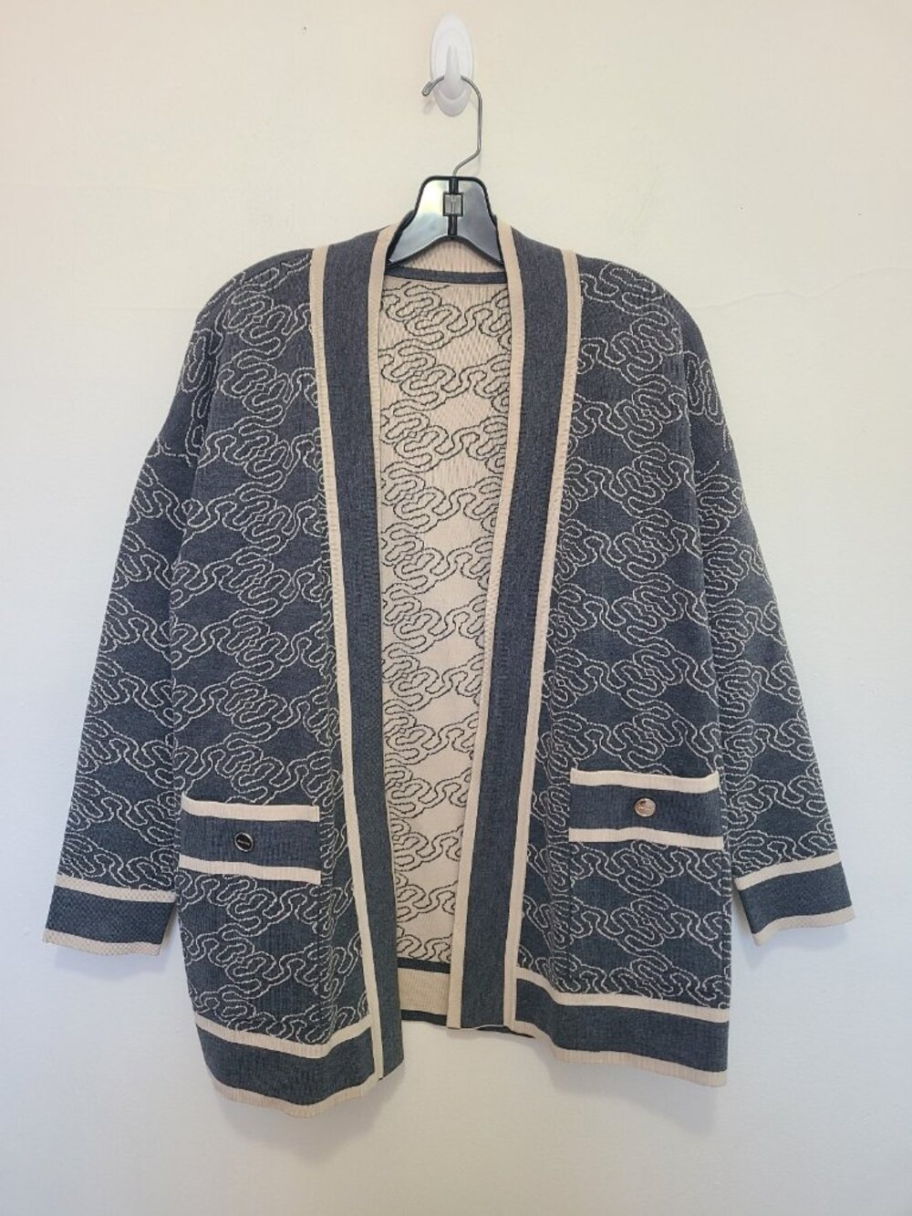 Sandro Openea printed open front cardigan gray size 0
